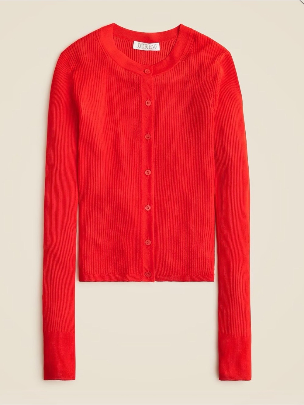 NWOT J. Crew gauzy cardigan electric red L